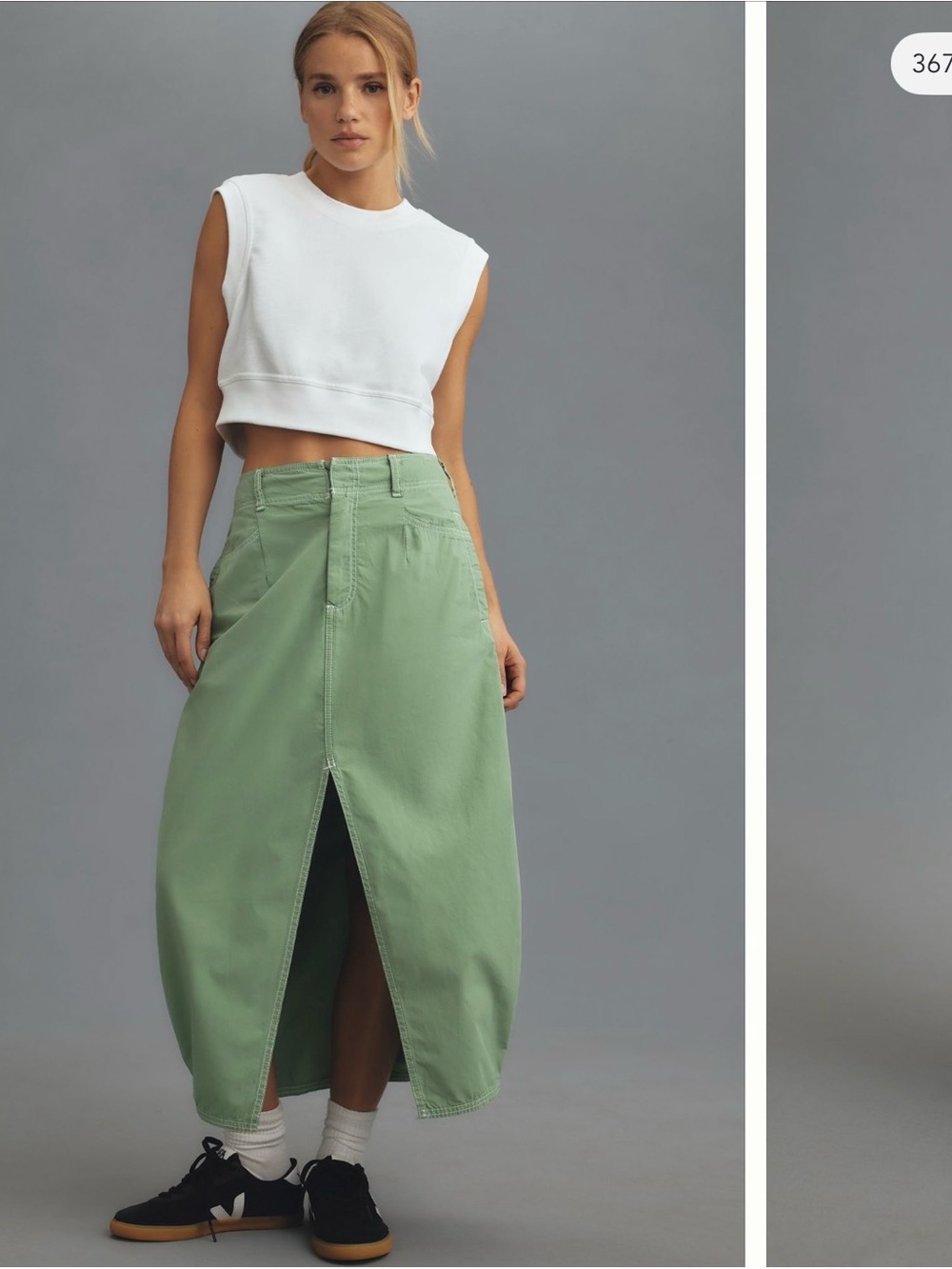 Anthropologie Pilcro Barrel Kelly Green Midi Skirt Skater Streetwear Trendy Sz 6